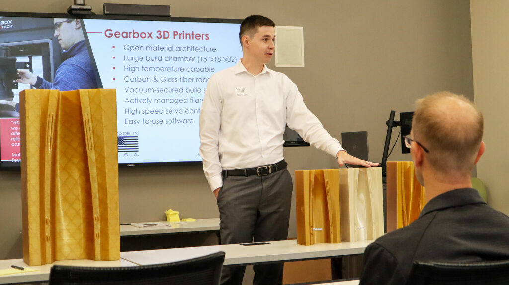 Brandon Funke presenting at Michigan Manufacturing Technology Center's Industry 4.0 Technology Showcase